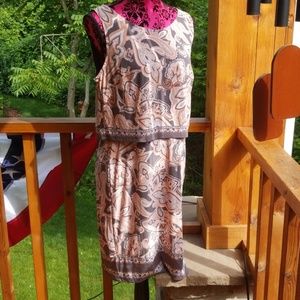 Inc International Taupe and Peach Sleeveless Dress